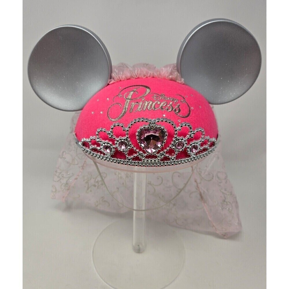 DISNEY PARKS EXCLUSIVE MERCHANDISE PINK & SILVER PRINCESS MOUSE EARS YOUTH OS